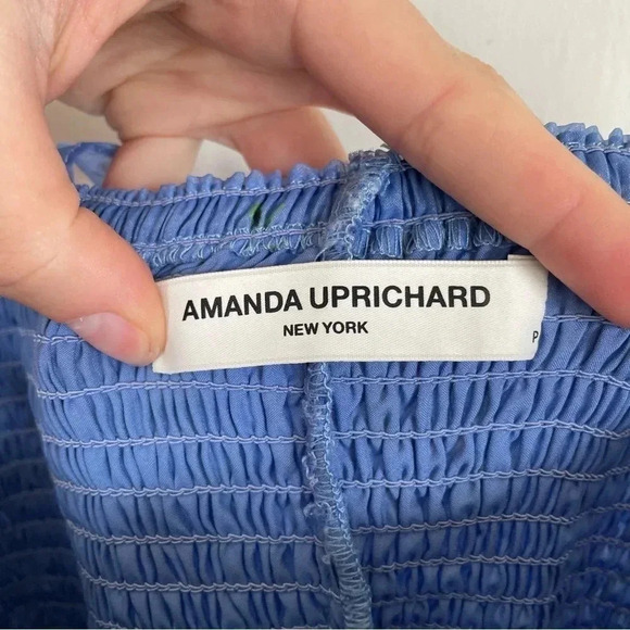 Amanda Uprichard x Revolve Amara Smocked Mini Dress Floral Blue Sundress Petite - Picture 9 of 12